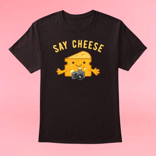 Cheese Photographer Food With Camera Photography T-Shirt_t shirt_black Cheese Photographer Food With Camera T Shirt